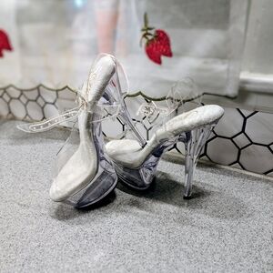 Elegant Clear Heels with Silver Accents